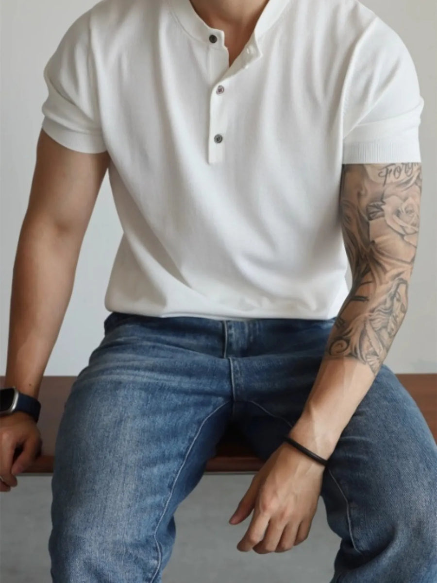 Men's Button Detail Short Sleeve T-Shirt