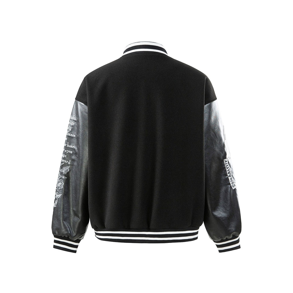 Streetwear Style Heavy Embroidery Patchwork Baseball Jacket