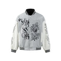 Streetwear Style Heavy Embroidery Patchwork Baseball Jacket