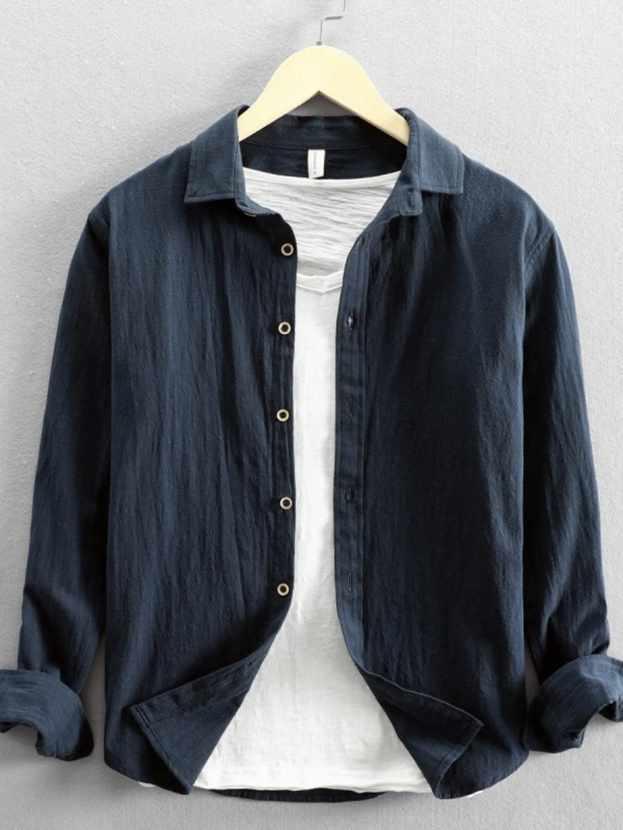 Men's Plus Size Button-Up Long Sleeve Shirt