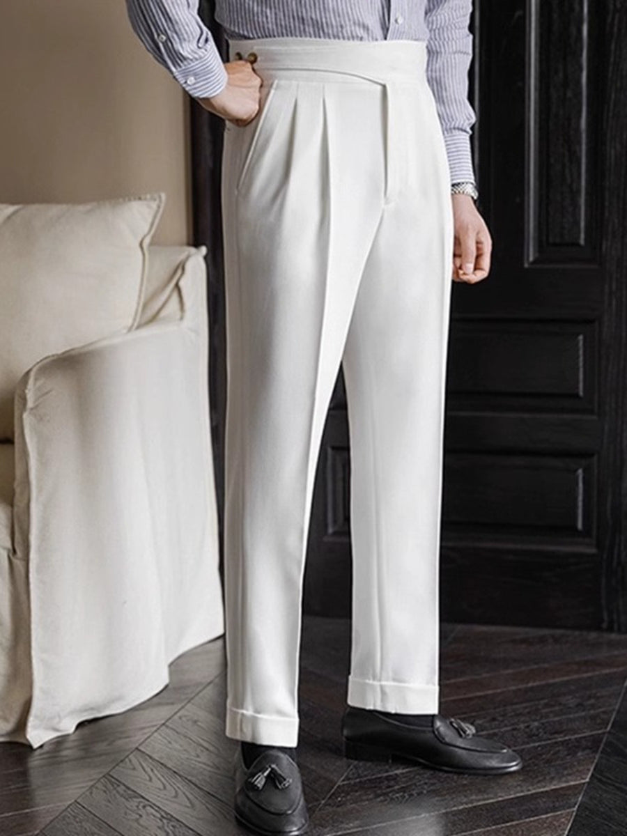 Men's Pleated Wide-Leg Dress Pants