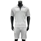 Men's Clothing European And American New Zipper Polo Casual Short-Sleeved Drawstring Shorts Men's Suit