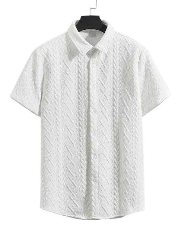 Men's Textured Knit Short Sleeve Polo & Shorts Set